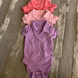 Hanes set of three 6-12 month collar onesies, baby girl